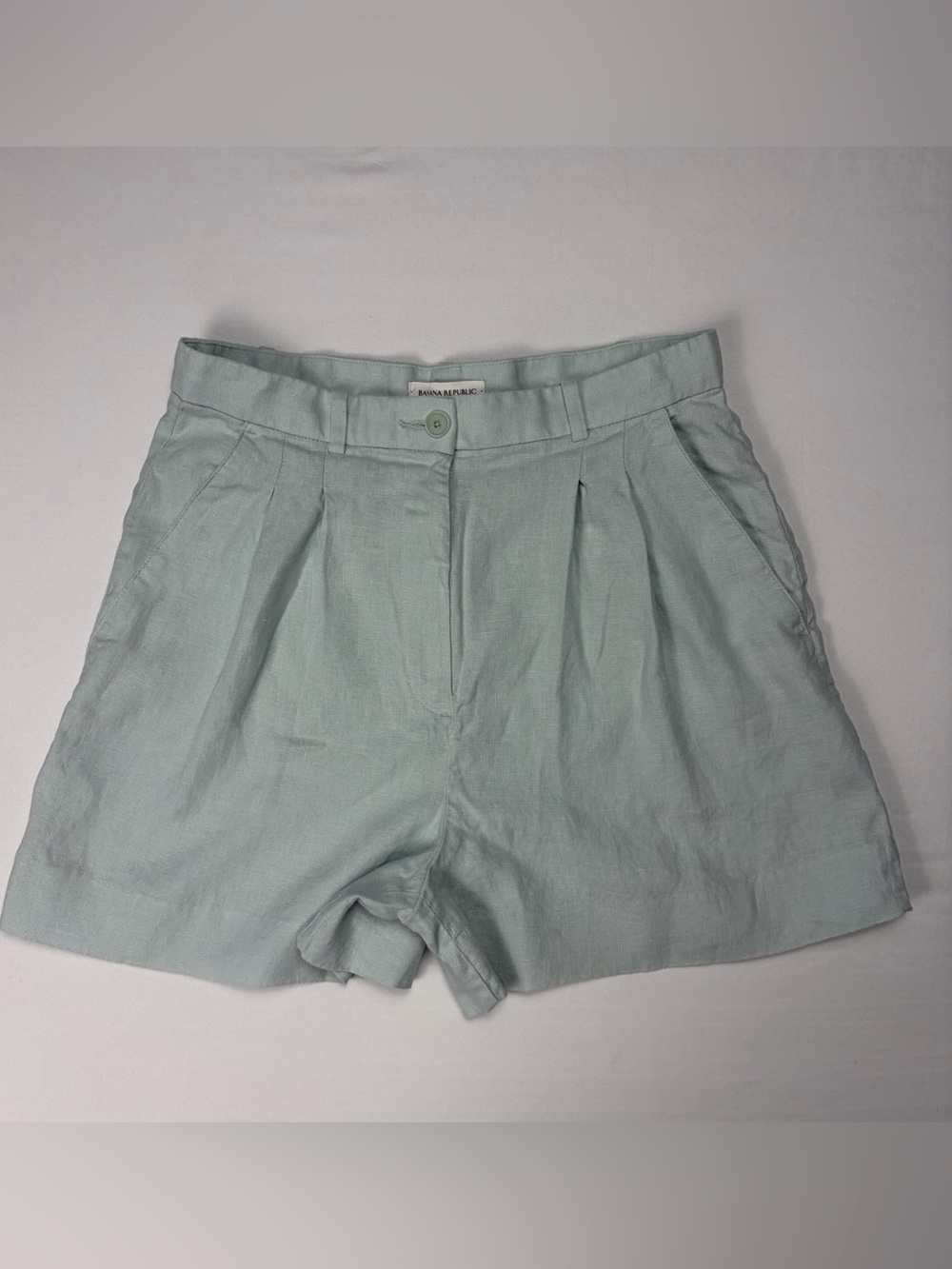Banana Republic Linen Pleated Shorts Size 8 Mint Green